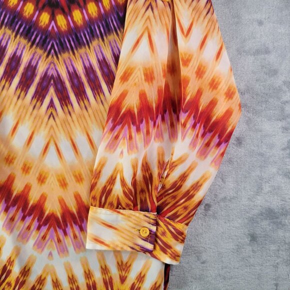 A.N.A A New Approach Women Blouse 2X Multicolor Geometric Print Long Sleeve Boho - Picture 3 of 10